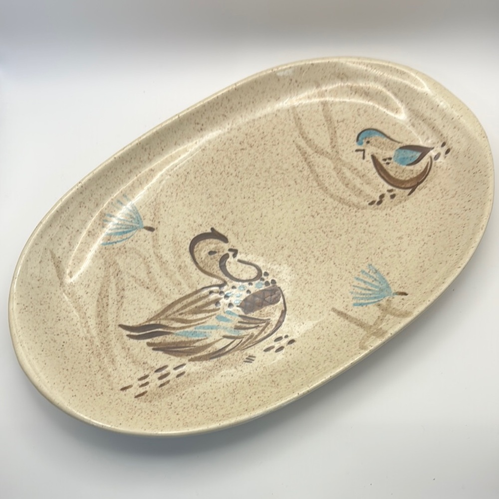 Vintage Red Wing Pottery “Bob White” Oval Serving Tray